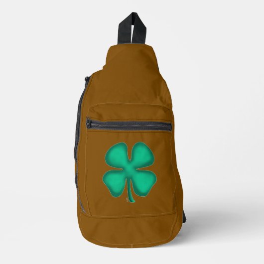 Lucky 4 Leaf Irish Clover bruine rugzak (Voorkant)