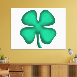 Lucky 4 Leaf Irish Clover-canvas Canvas Afdruk