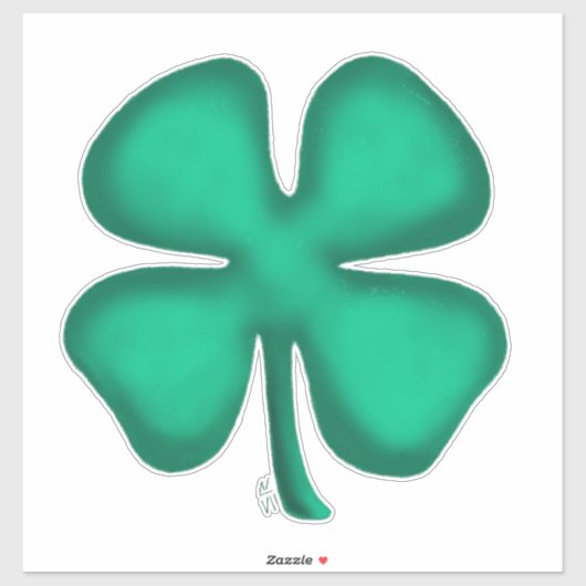 Lucky 4 Leaf Irish Clover extra lg contour sticker (Vel)