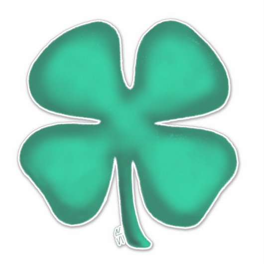 Lucky 4 Leaf Irish Clover extra lg contour sticker (Voorkant)