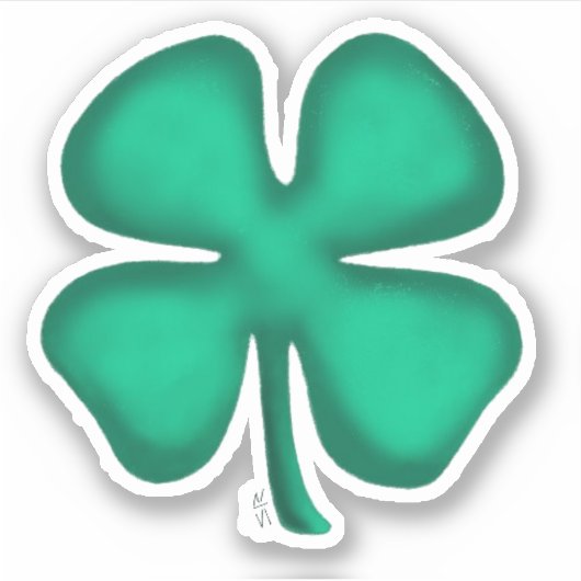 Lucky 4 Leaf Irish Clover extra sm contour sticker (Voorkant)