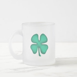 Lucky 4 Leaf Irish Clover frosted glass mok