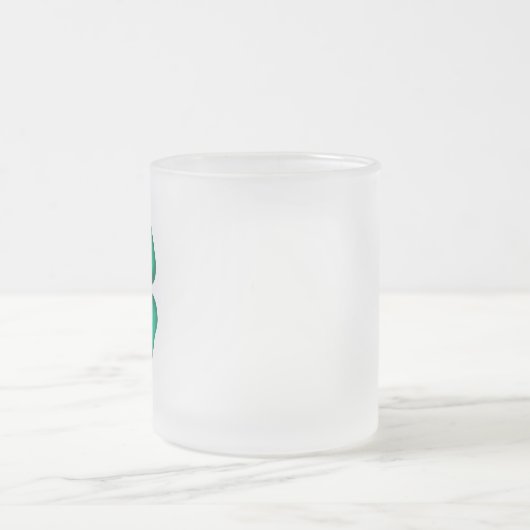 Lucky 4 Leaf Irish Clover frosted glass mok (Center)