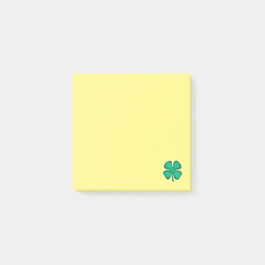 Lucky 4 Leaf Irish Clover gele notitieblokken Post-it® Notes (Voorkant)