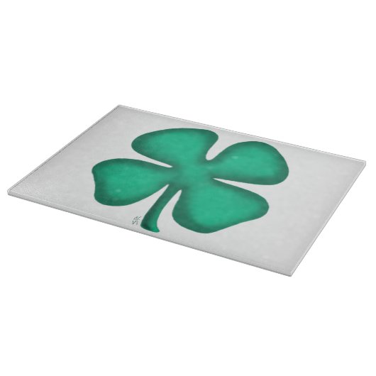 Lucky 4 Leaf Irish Clover glazen snijplank (Hoek)