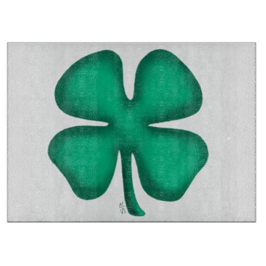 Lucky 4 Leaf Irish Clover glazen snijplank (Voorkant)