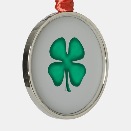 Lucky 4 Leaf Irish Clover gray rd premium ornament (Rechts)