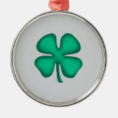 Lucky 4 Leaf Irish Clover gray rd premium ornament (Voorkant)