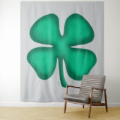 Lucky 4 Leaf Irish Clover gray tapestry Wandkleed (In situ)