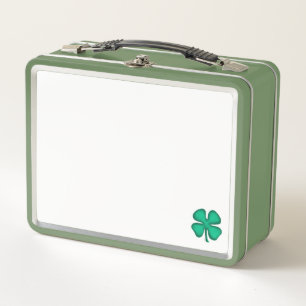 Lucky 4 Leaf Irish Clover green lunchbox
