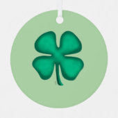Lucky 4 Leaf Irish Clover green rnd metal ornament (Voorkant)