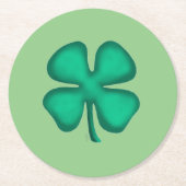Lucky 4 Leaf Irish Clover green round onderzetters (Voorkant)