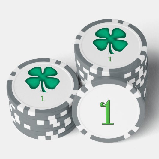 Lucky 4 Leaf Irish Clover grijs 1 streep poker chi Chips (Opstapeling)