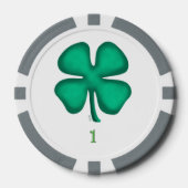 Lucky 4 Leaf Irish Clover grijs 1 streep poker chi Chips (Voorkant)
