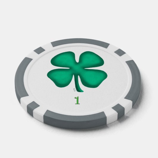 Lucky 4 Leaf Irish Clover grijs 1 streep poker chi Poker Chips (Enkel)