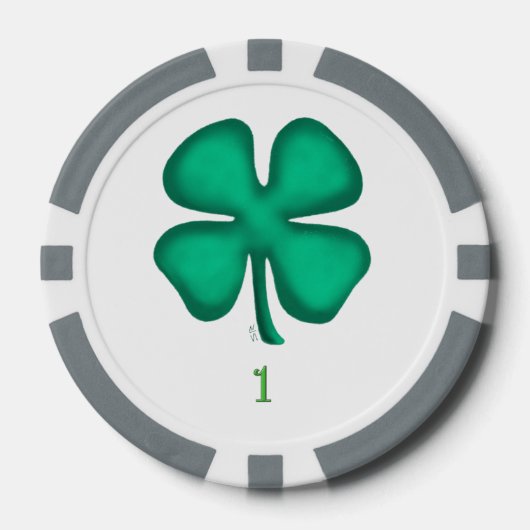 Lucky 4 Leaf Irish Clover grijs 1 streep poker chi Poker Chips (Voorkant)