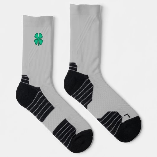 Lucky 4 Leaf Irish Clover grijs performance sokken (Rechts)