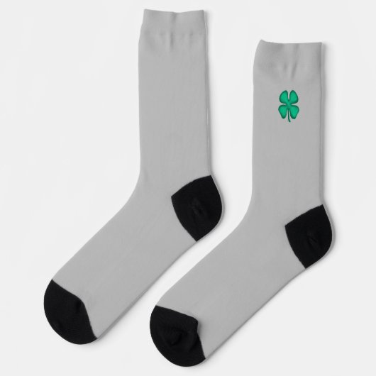 Lucky 4 Leaf Irish Clover grijs premium sokken (Links)