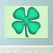 Lucky 4 Leaf Irish Clover groene canvas print (Insitu (Houten vloer))