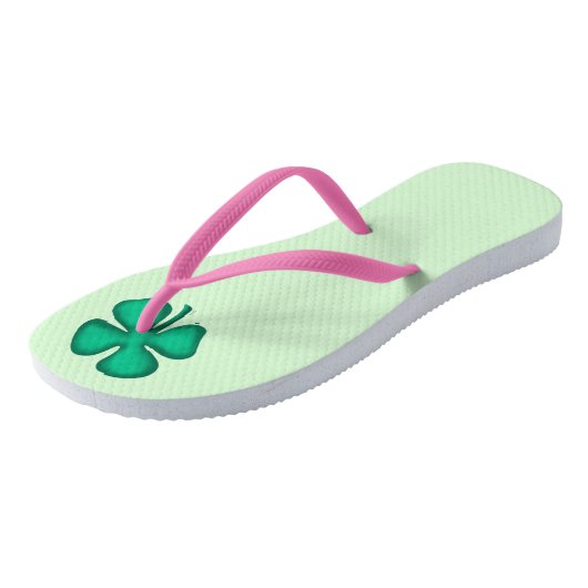 Lucky 4 Leaf Irish Clover groene teenslippers (Schuin)