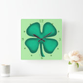 Lucky 4 Leaf Irish Clover groene vierkante wandklo Vierkante Klok (Huis)