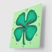 Lucky 4 Leaf Irish Clover groene vierkante wandklo Vierkante Klok (Hoek)