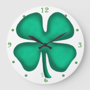 Lucky 4 Leaf Irish Clover grote klok