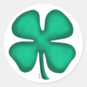 Lucky 4 Leaf Irish Clover grote ronde stickers (Voorkant)