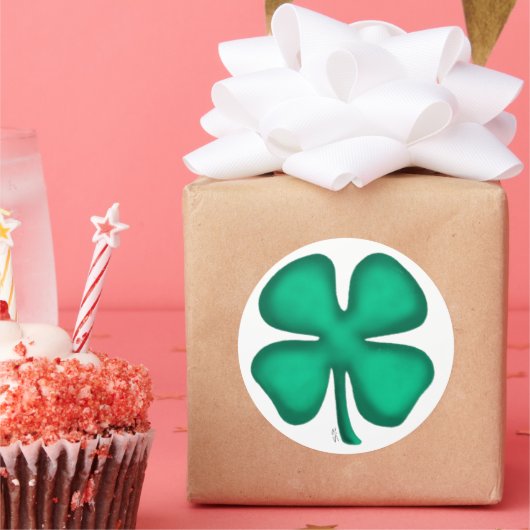 Lucky 4 Leaf Irish Clover grote ronde stickers (Feest)