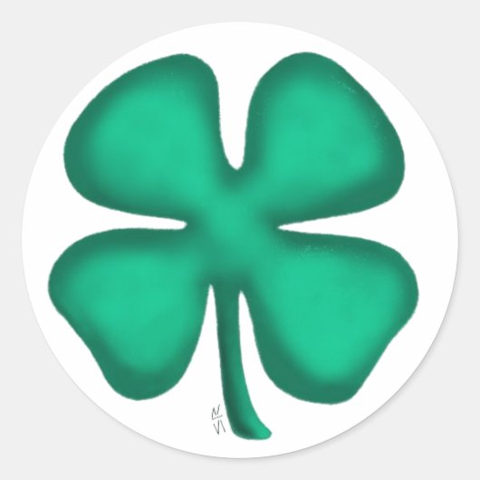Lucky 4 Leaf Irish Clover grote ronde stickers (Voorkant)