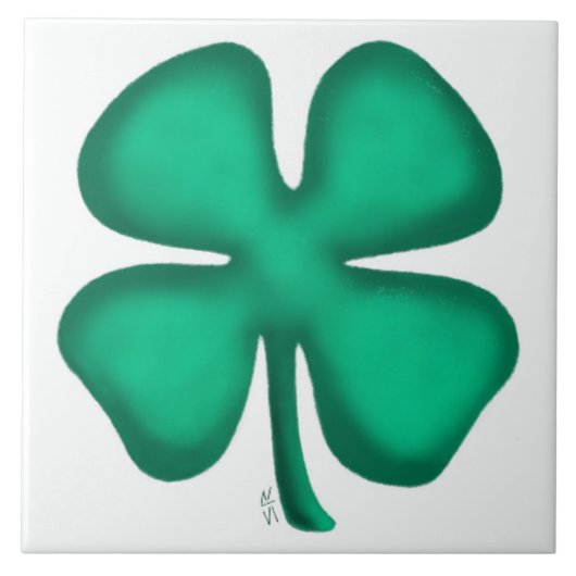 Lucky 4 Leaf Irish Clover grote tegel Tegeltje (Voorkant)