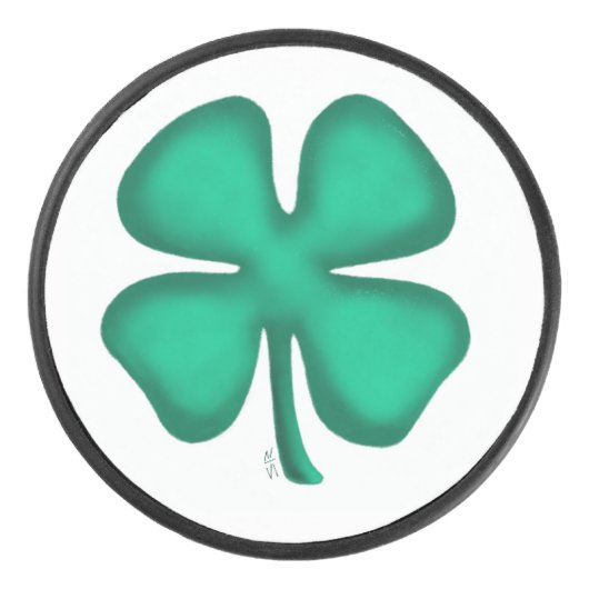 Lucky 4 Leaf Irish Clover hockey puck (Voorkant)