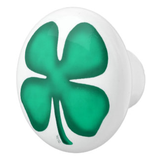 Lucky 4 Leaf Irish Clover-keramische knop