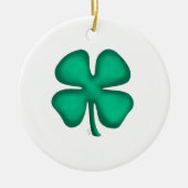 Lucky 4 Leaf Irish Clover-keramische versiering, t Keramisch Ornament (Voorkant)