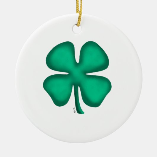 Lucky 4 Leaf Irish Clover-keramische versiering, t Keramisch Ornament (Voorkant)
