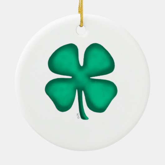 Lucky 4 Leaf Irish Clover-keramische versiering, t Keramisch Ornament (Achterkant)
