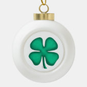 Lucky 4 Leaf Irish Clover Kerstball Keramische Bal Ornament (Voorkant)