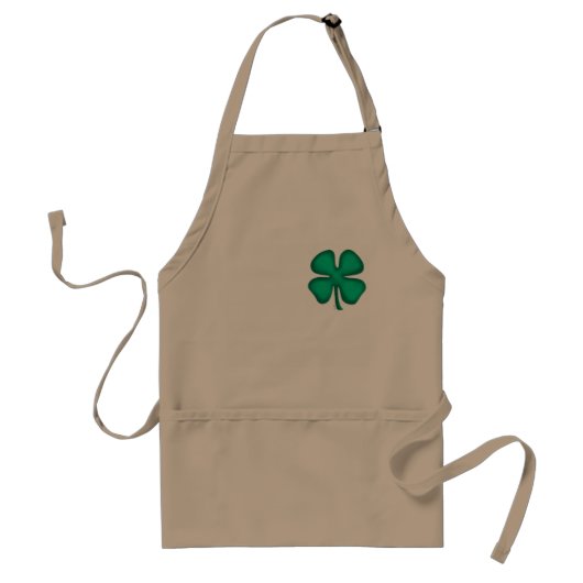 Lucky 4 Leaf Irish Clover khaki chef apron Standaard Schort (Voorkant)