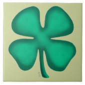 Lucky 4 Leaf Irish Clover light green large tile Tegeltje (Voorkant)