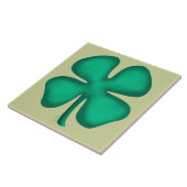 Lucky 4 Leaf Irish Clover light green large tile Tegeltje (Zijkant)