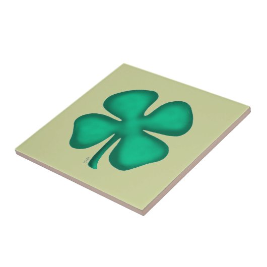 Lucky 4 Leaf Irish Clover light green small tile Tegeltje (Zijkant)