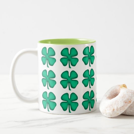 Lucky 4 Leaf Irish Clover mok met twee toon (Met donut)