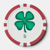 Lucky 4 Leaf Irish Clover rood 5 gestreepte poker  Chips (Voorkant)