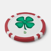 Lucky 4 Leaf Irish Clover rood 5 gestreepte poker  Chips (Enkel)