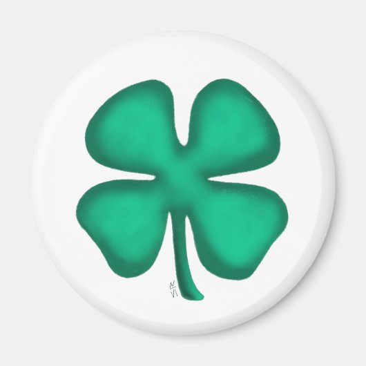 Lucky 4 Leaf Irish Clover round magnet (Voorkant)