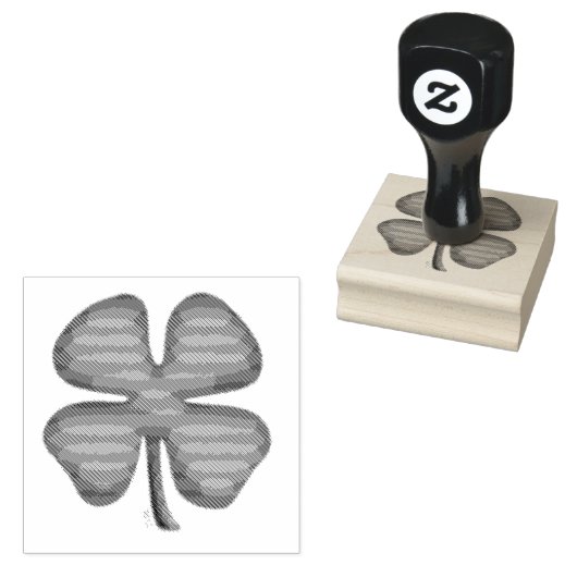 Lucky 4 Leaf Irish Clover rubberzegel Rubberstempel (Gestempeld)