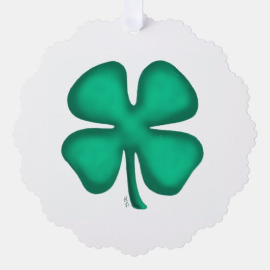 Lucky 4 Leaf Irish Clover scalloped paper ornament (Voorkant)