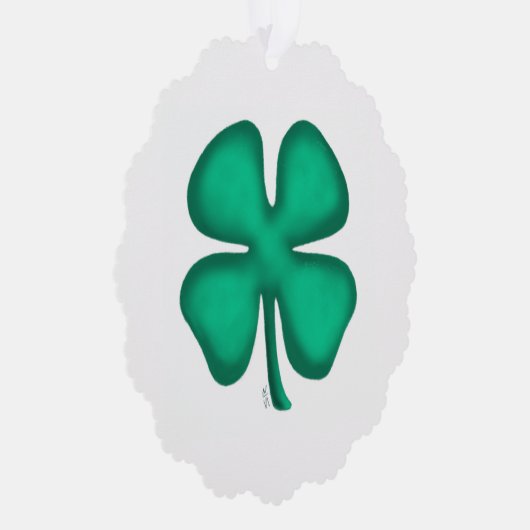 Lucky 4 Leaf Irish Clover scalloped paper ornament Kaart (Rechts)