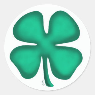 Lucky 4 Leaf Irish Clover small round stickers