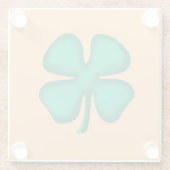 Lucky 4 Leaf Irish Clover tan glass onderzetter (Achterkant)